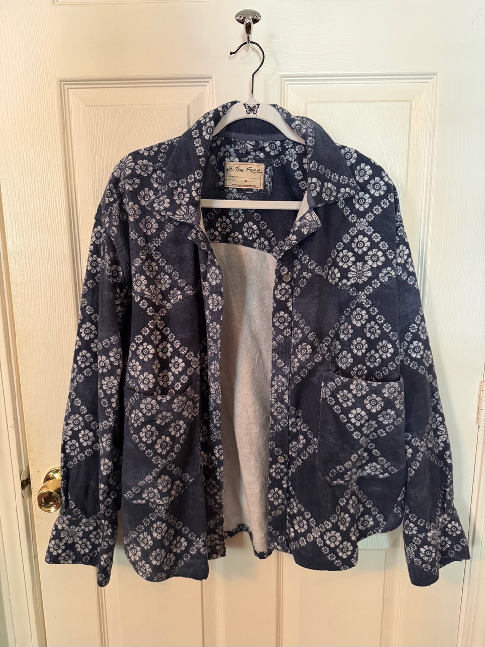 Anthropologie Navy Blue Floral-Print Jacket - FREE SHIPPING